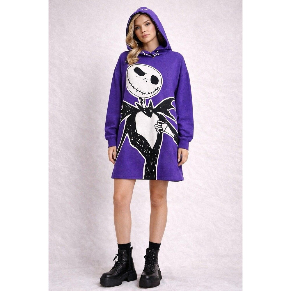 Disney Jack Skellington Hoodie Dress Purple Nightmare Before Christmas L